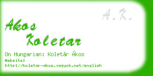 akos koletar business card